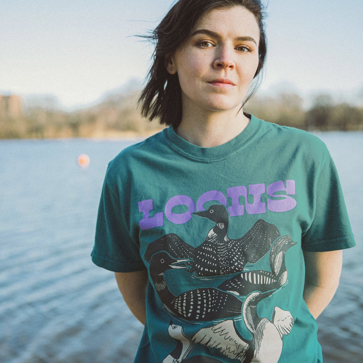 Cotton Graphic T-Shirt - Loons of North America Tee - Birdwatching Waterbird Nature Style