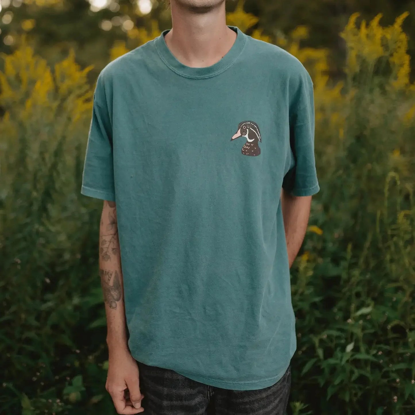 Cotton Graphic T-Shirt - Duck Trio Tee - Waterfowl Birdwatching Nature Style