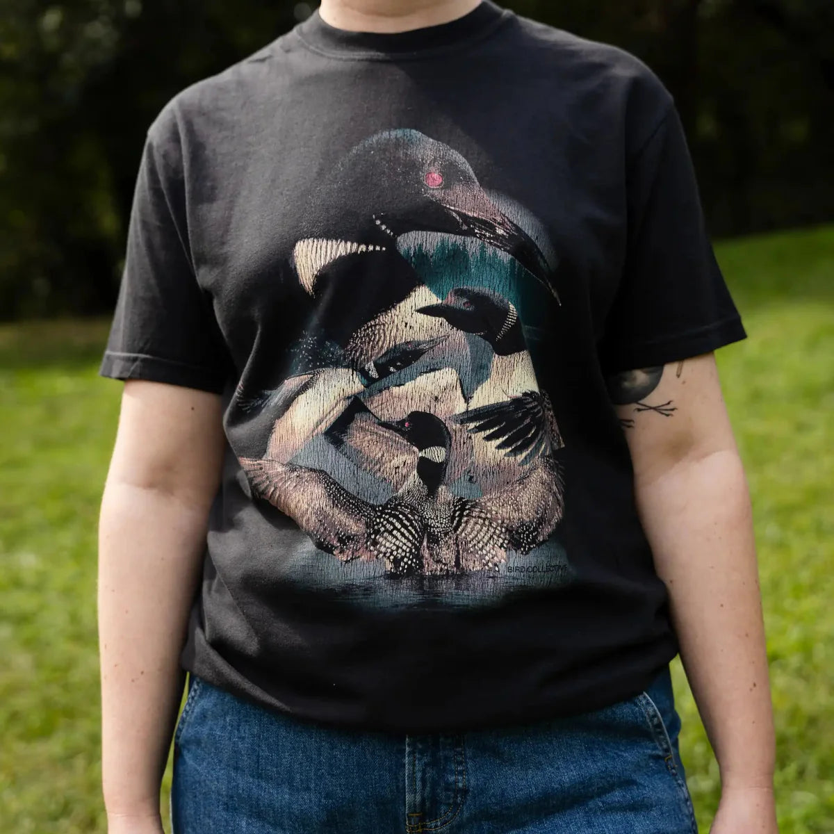 Cotton Graphic T-Shirt - Common Loon Lake Tee - Birdwatching Waterbird Nature Style