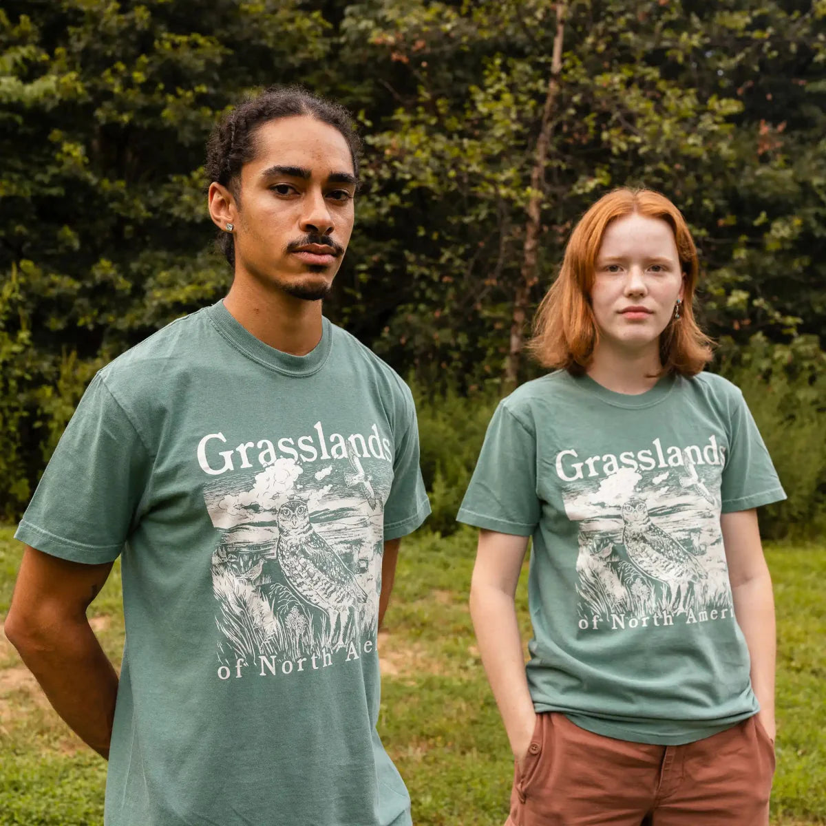 Cotton Graphic T-Shirt - Grasslands Tee - Prairie Ecosystem Nature Style