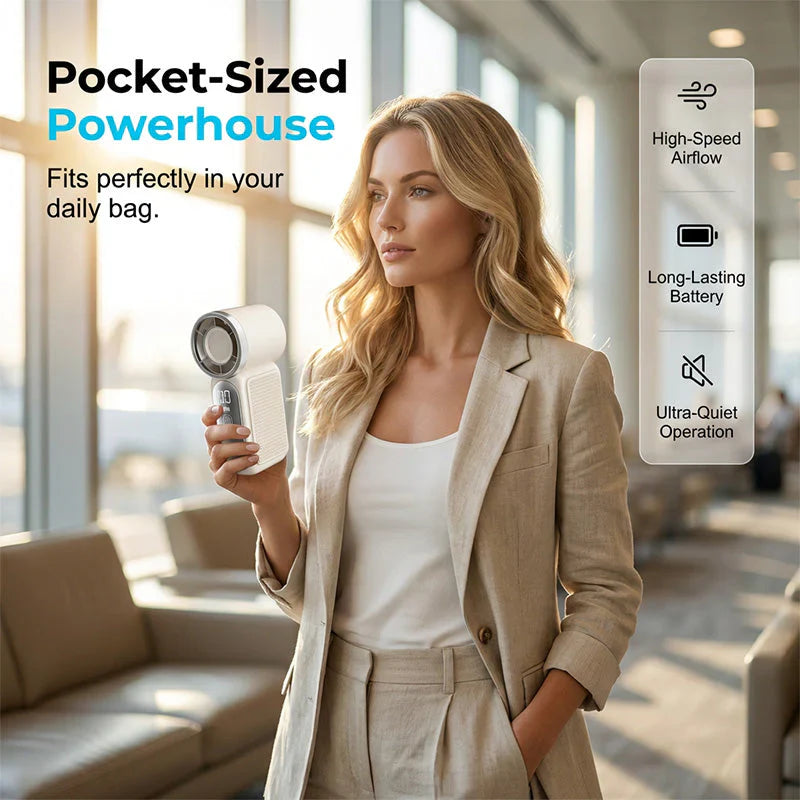 💨 Mini Handheld Fan with LED Display| 🧊6 speeds, 10.7 hours of cool| Weighs nothing – goes anywhere