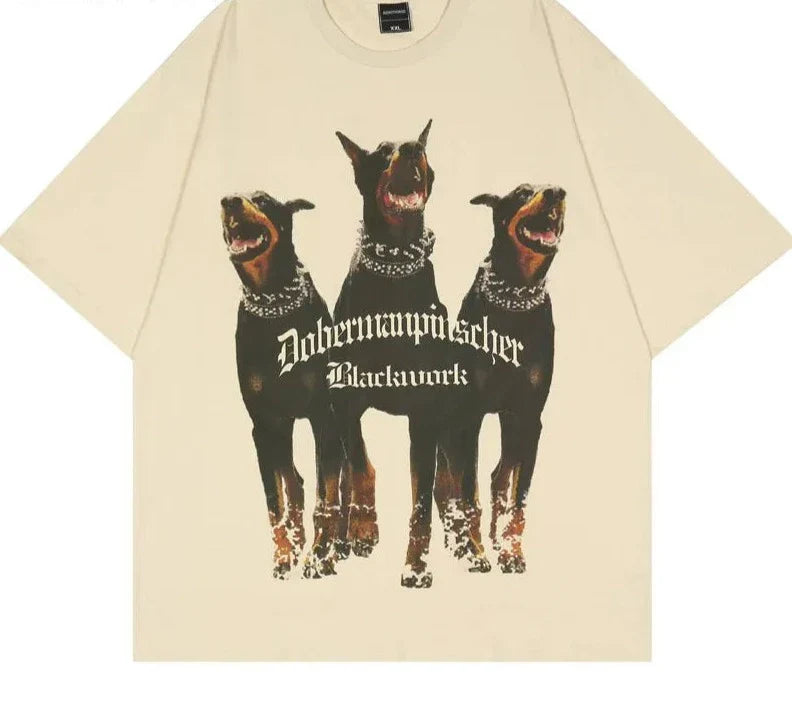 Cotton Doberman Graphic Tee Oversized for Men