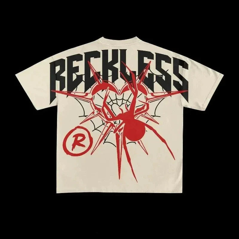 Retro Eye Letter Print Unisex Cotton Graphic Tees - Y2K Style