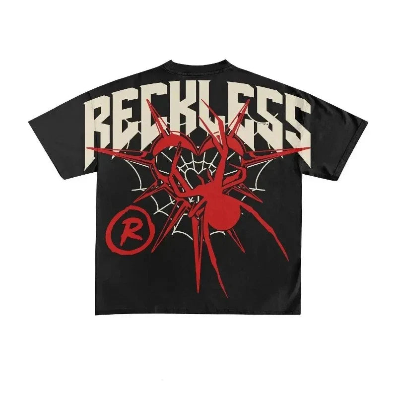 Retro Eye Letter Print Unisex Cotton Graphic Tees - Y2K Style