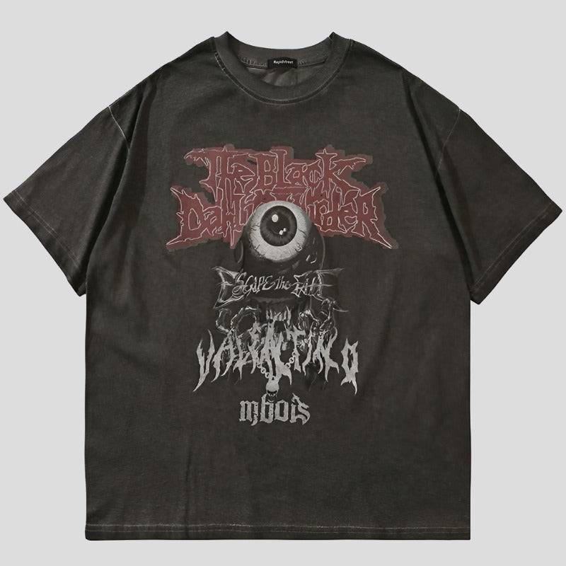 Enigmatic Gaze Men's Oversized Evil Eye Graphic Print T-Shirt