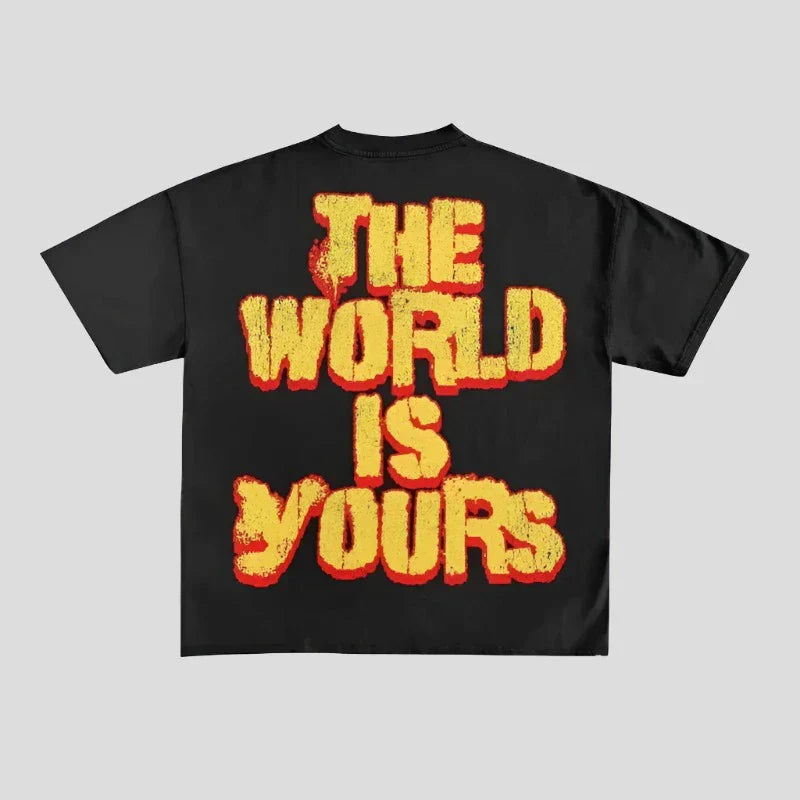Retro Eye Letter Print Unisex Cotton Graphic Tees - Y2K Style