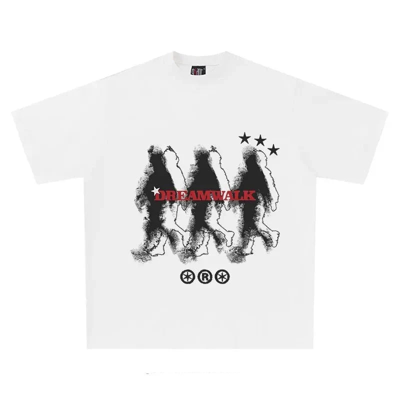 Dream-Walk Aesthetic Oversized Cotton Men's Summer T-Shirts