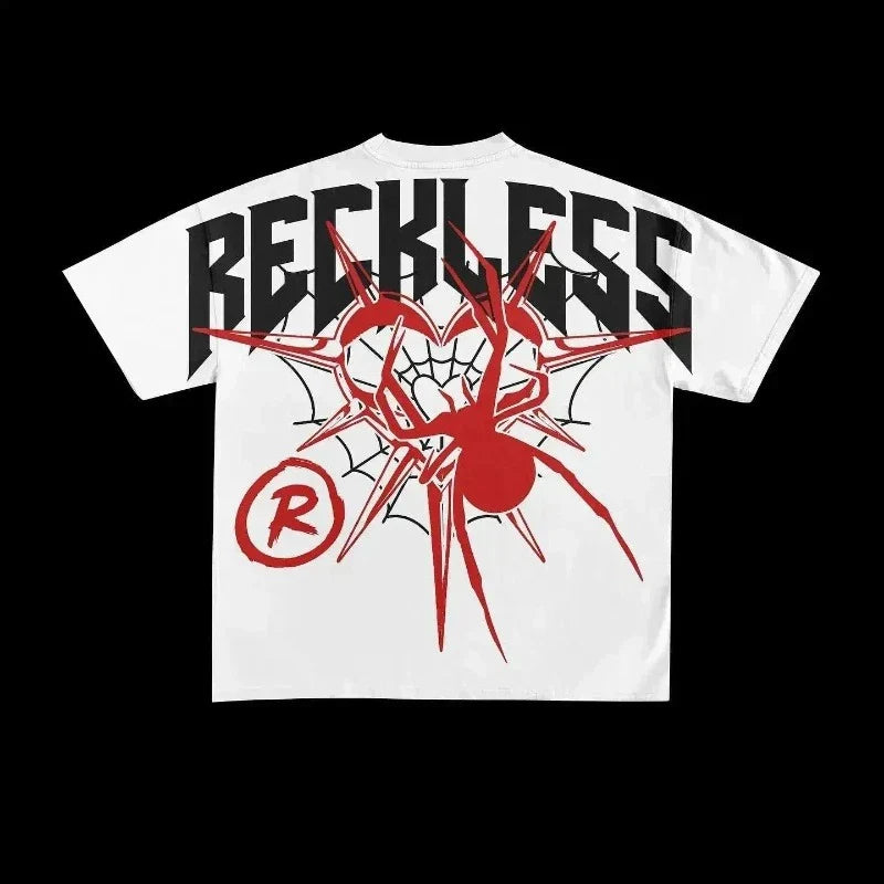 Retro Eye Letter Print Unisex Cotton Graphic Tees - Y2K Style