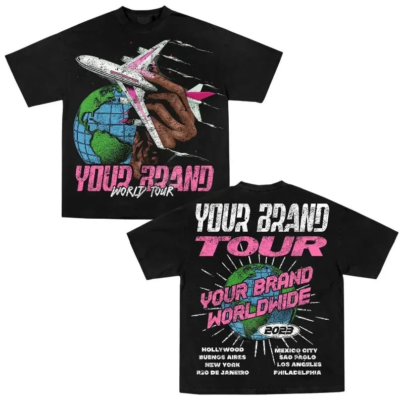 Retro Eye Letter Print Unisex Cotton Graphic Tees - Y2K Style