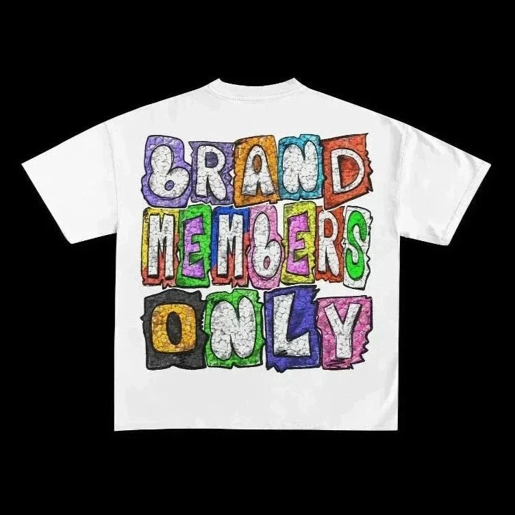 Retro Eye Letter Print Unisex Cotton Graphic Tees - Y2K Style
