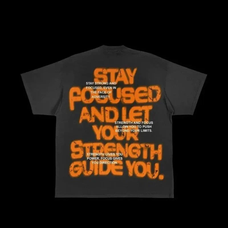 Retro Eye Letter Print Unisex Cotton Graphic Tees - Y2K Style