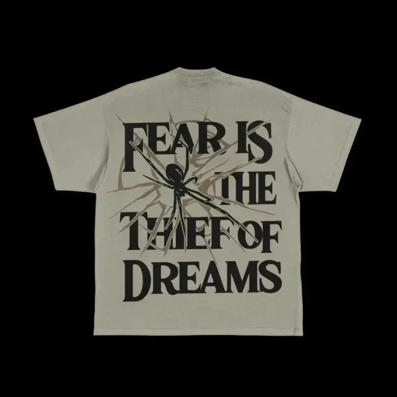 Retro Eye Letter Print Unisex Cotton Graphic Tees - Y2K Style