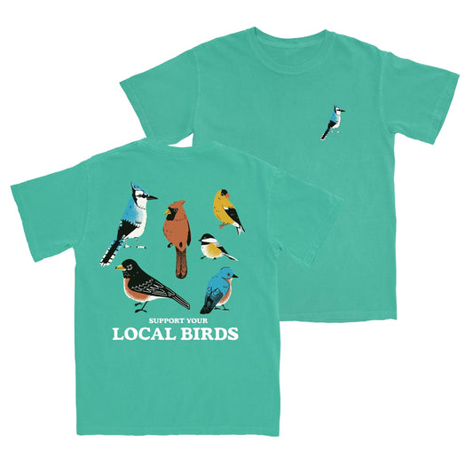 Cotton Graphic T-Shirt - Backyard Birds East Tee - Birdwatching Nature Lover Style