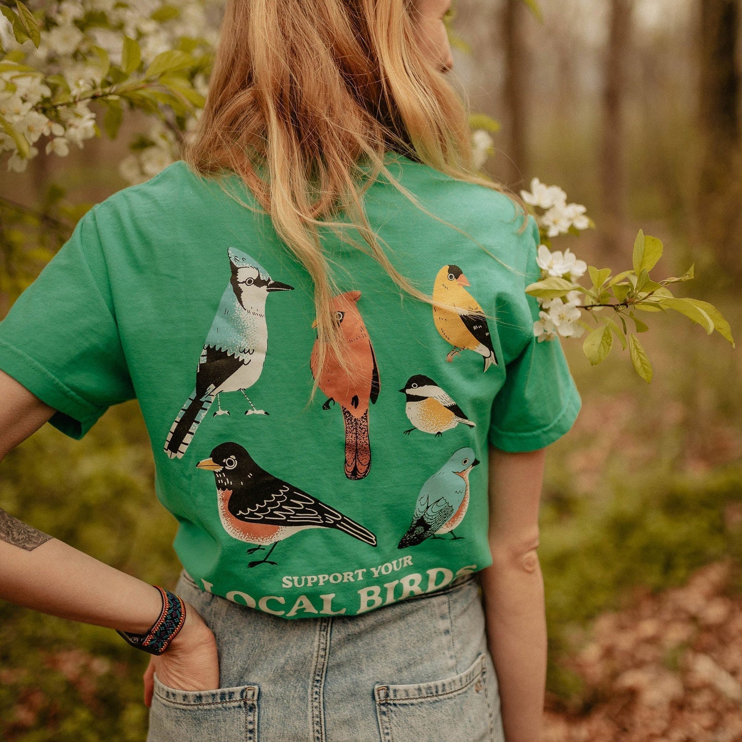 Cotton Graphic T-Shirt - Backyard Birds East Tee - Birdwatching Nature Lover Style