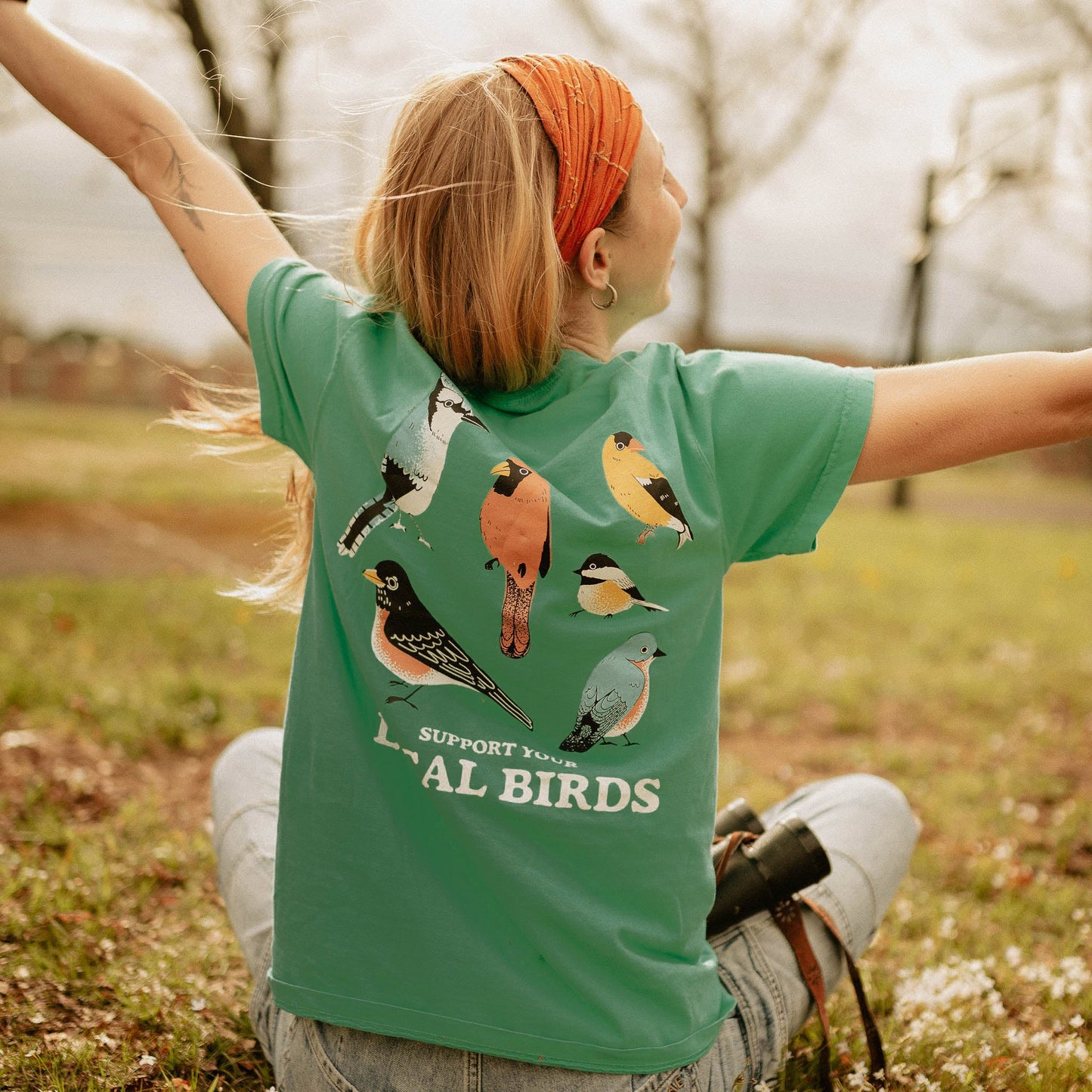 Cotton Graphic T-Shirt - Backyard Birds East Tee - Birdwatching Nature Lover Style