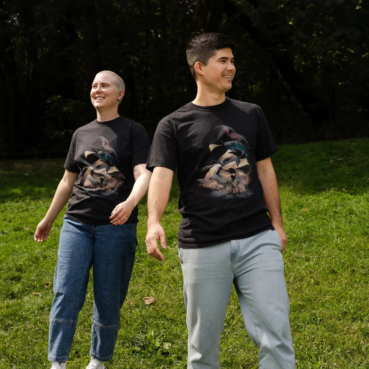 Cotton Graphic T-Shirt - Common Loon Lake Tee - Birdwatching Waterbird Nature Style