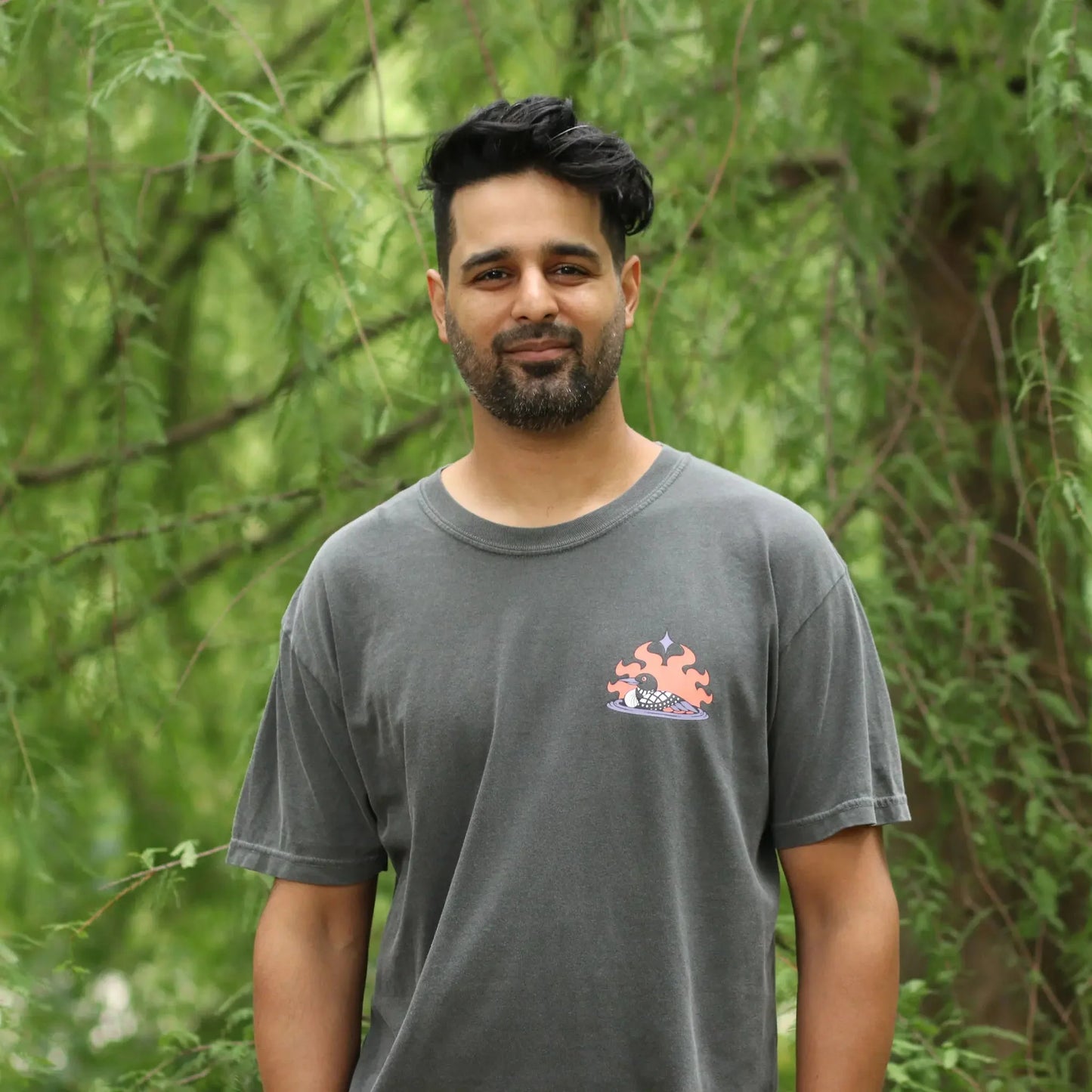 Cotton Graphic T-Shirt - Cosmic Loons Tee - Artistic Birdwatching Nature Aesthetic Style