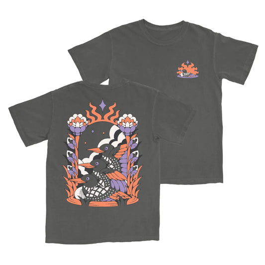 Cotton Graphic T-Shirt - Cosmic Loons Tee - Artistic Birdwatching Nature Aesthetic Style