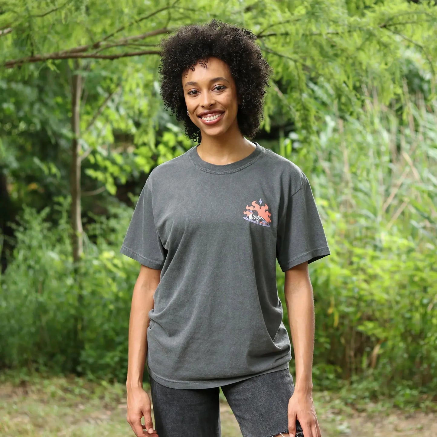 Cotton Graphic T-Shirt - Cosmic Loons Tee - Artistic Birdwatching Nature Aesthetic Style