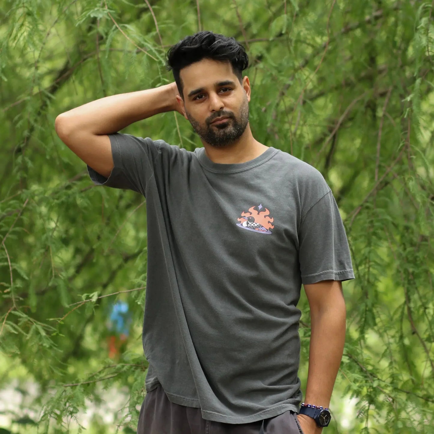 Cotton Graphic T-Shirt - Cosmic Loons Tee - Artistic Birdwatching Nature Aesthetic Style