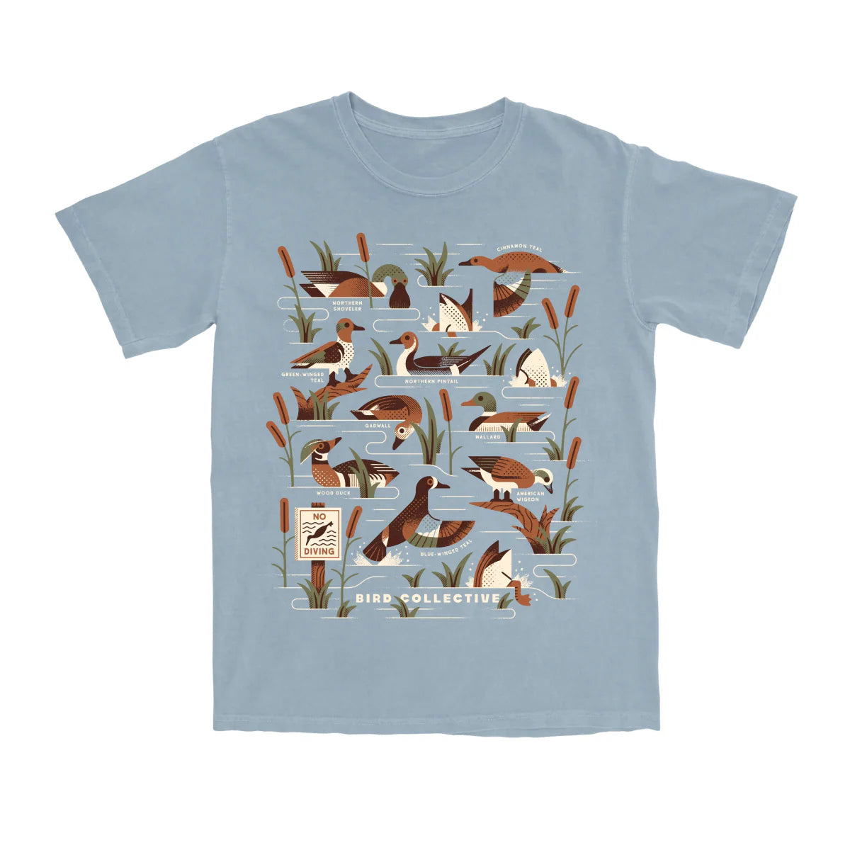 Lightweight Cotton T-Shirt - Dabbling Ducks Tee - Waterfowl Birdwatching Nature Style