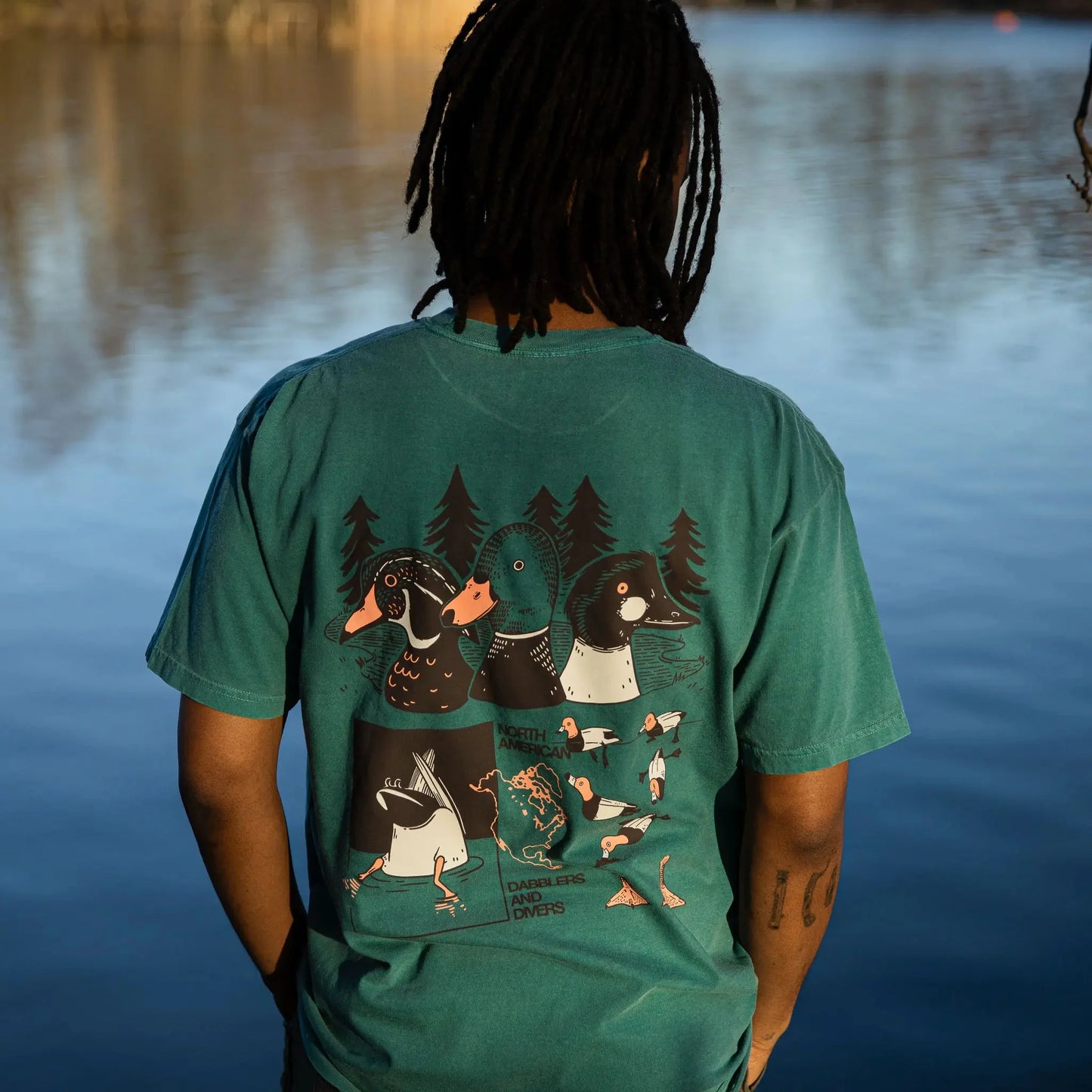 Cotton Graphic T-Shirt - Duck Trio Tee - Waterfowl Birdwatching Nature Style