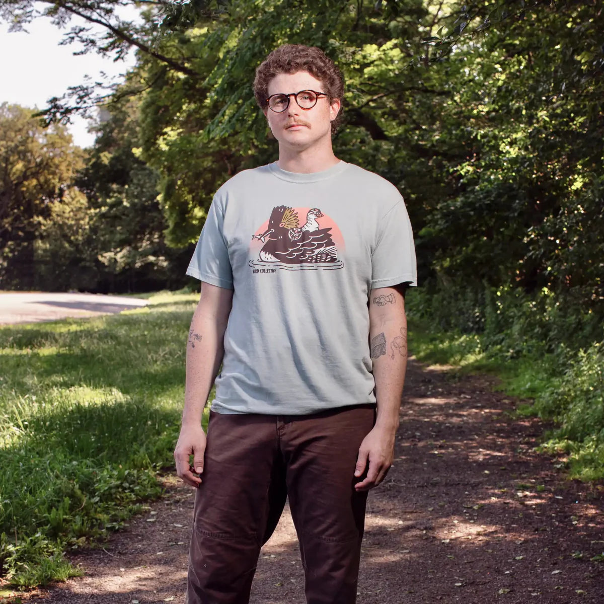 Cotton Graphic T-Shirt - Eared Grebe Tee - Birdwatching Waterbird Nature Style