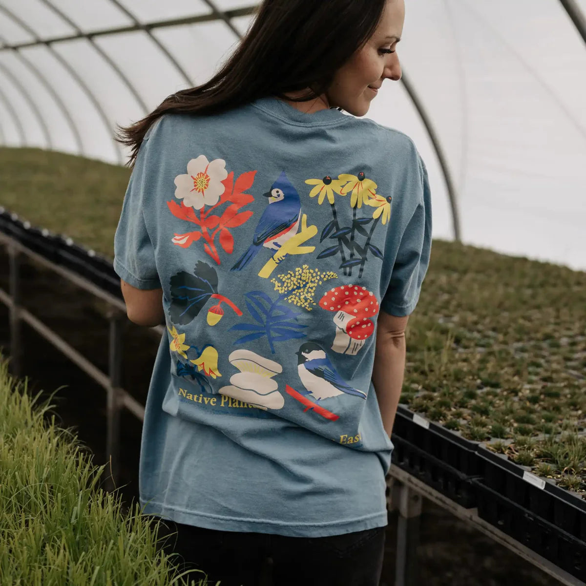 Cotton Graphic T-Shirt - Eastern Natives Tee - Native Plants Nature Style