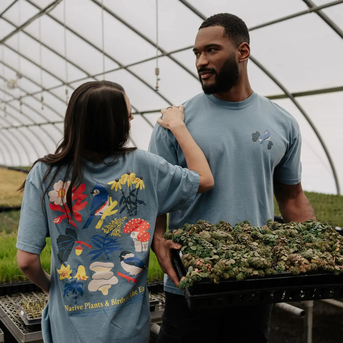 Cotton Graphic T-Shirt - Eastern Natives Tee - Native Plants Nature Style