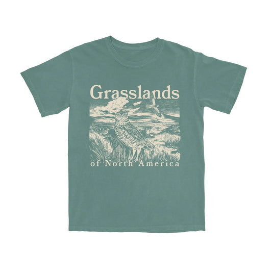 Cotton Graphic T-Shirt - Grasslands Tee - Prairie Ecosystem Nature Style