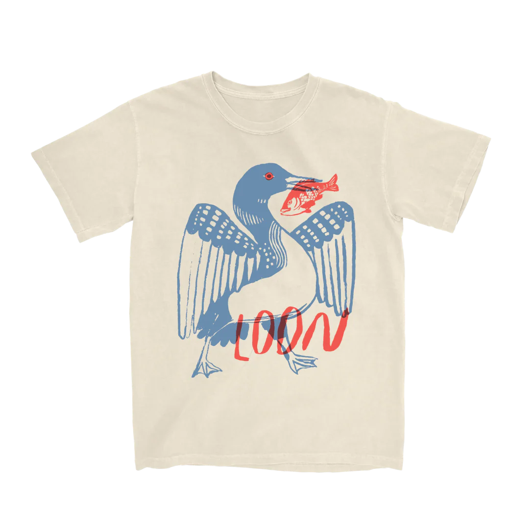Lightweight Cotton T-Shirt - Loon Graphic Tee - Birdwatching Waterbird Nature Style