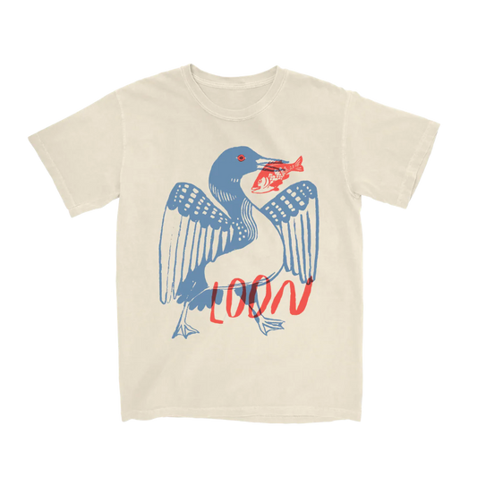 Lightweight Cotton T-Shirt - Loon Graphic Tee - Birdwatching Waterbird Nature Style