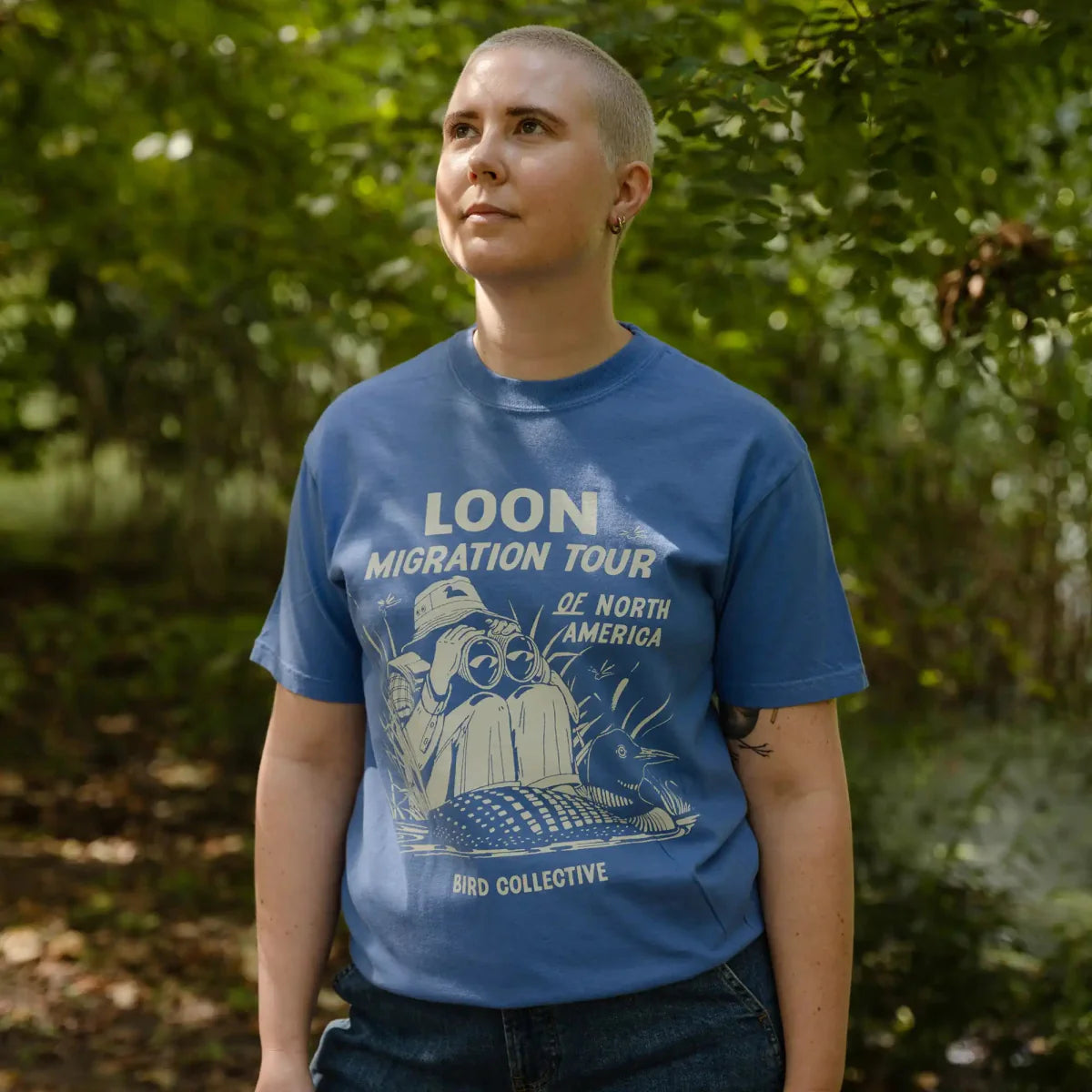Cotton Graphic T-Shirt - Loon Migration Tee - Birdwatching Waterfowl Nature Style