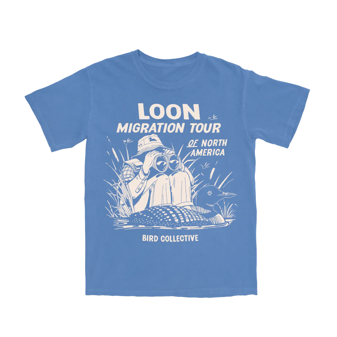 Cotton Graphic T-Shirt - Loon Migration Tee - Birdwatching Waterfowl Nature Style