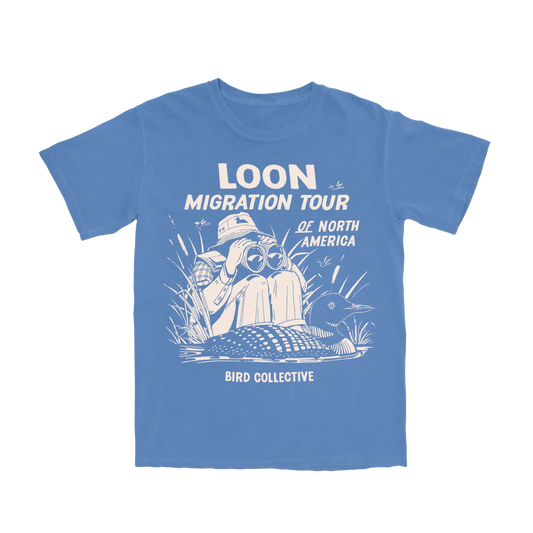 Cotton Graphic T-Shirt - Loon Migration Tee - Birdwatching Waterfowl Nature Style