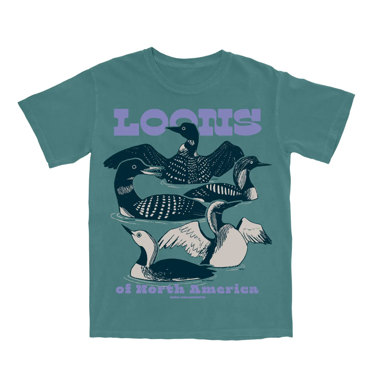 Cotton Graphic T-Shirt - Loons of North America Tee - Birdwatching Waterbird Nature Style