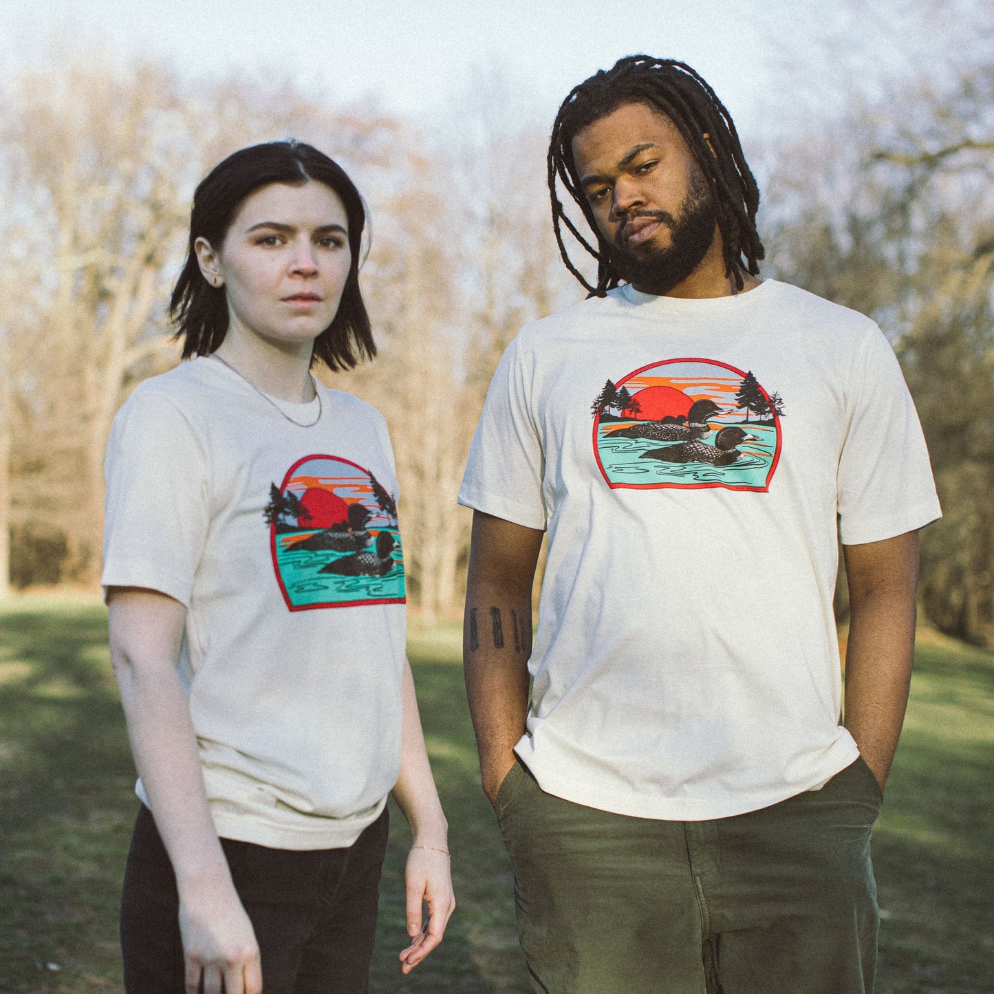 Lightweight Graphic T-Shirt - Retro Common Loon Tee - Birdwatching Nature Lover Style