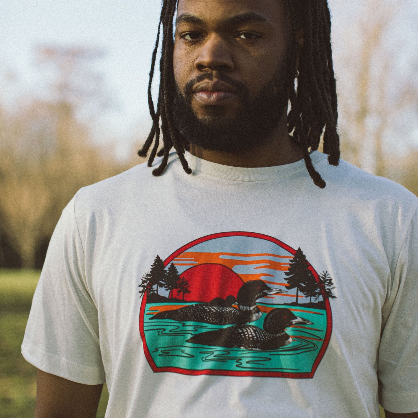 Lightweight Graphic T-Shirt - Retro Common Loon Tee - Birdwatching Nature Lover Style