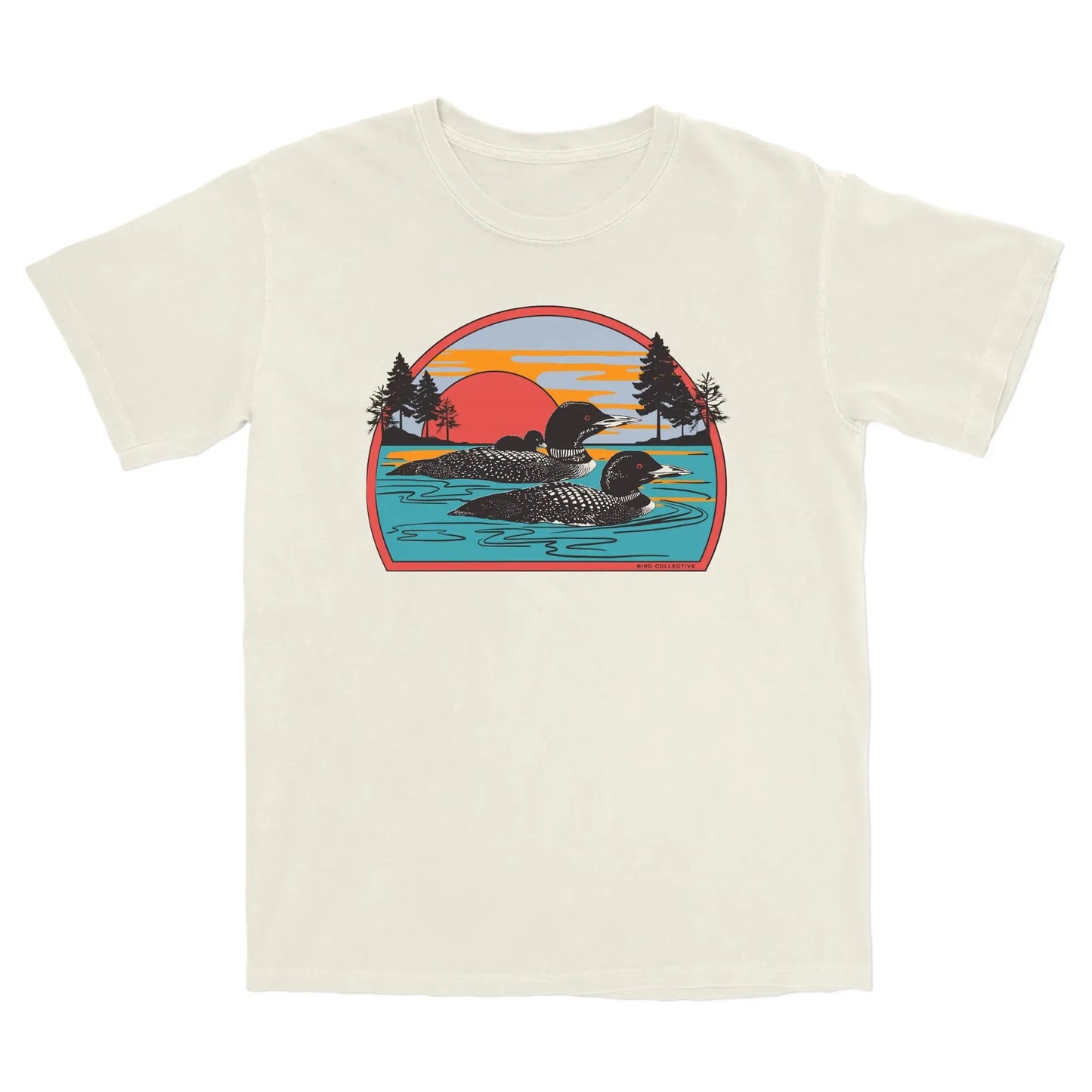 Lightweight Graphic T-Shirt - Retro Common Loon Tee - Birdwatching Nature Lover Style