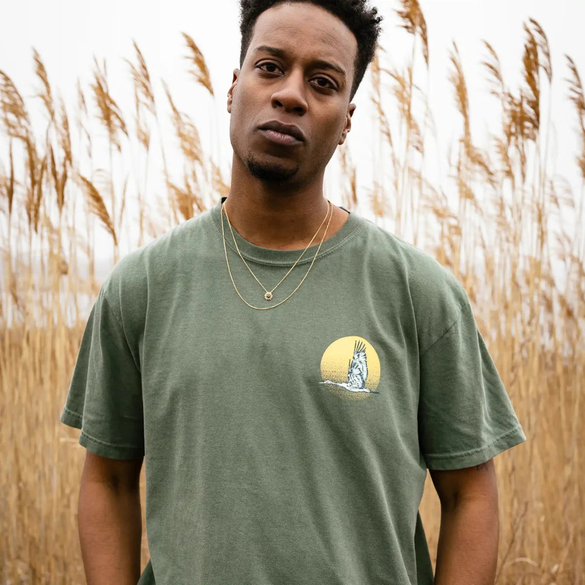 Cotton Graphic T-Shirt - Sandhill Crane Tee - Birdwatching Nature Lover Style