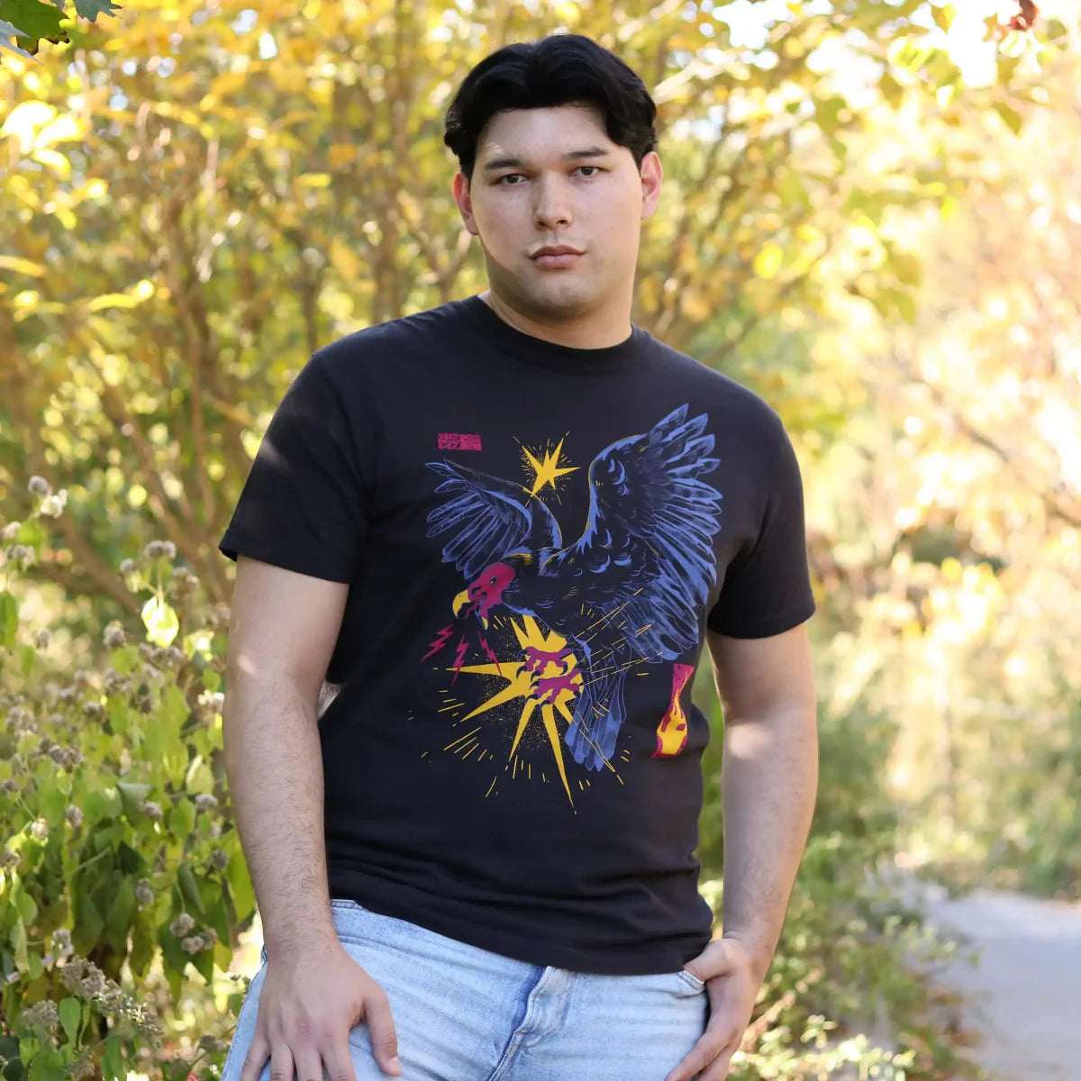 Cotton Graphic T-Shirt - Turkey Vulture Tee - Wildlife Birdwatching Nature Style