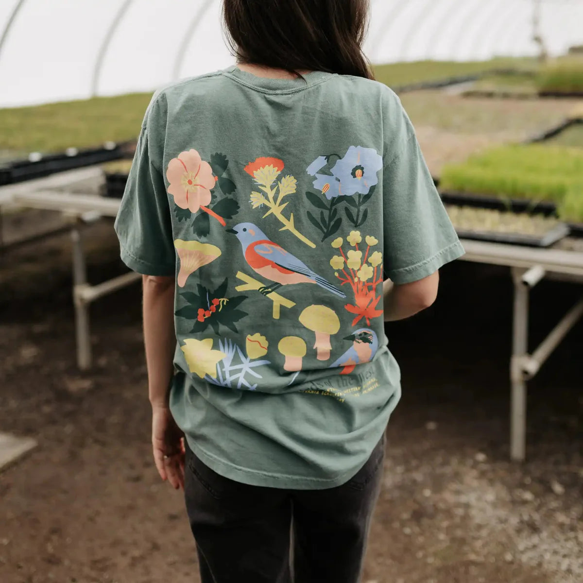Cotton Graphic T-Shirt - Western Natives Tee - Native Plants Nature Style