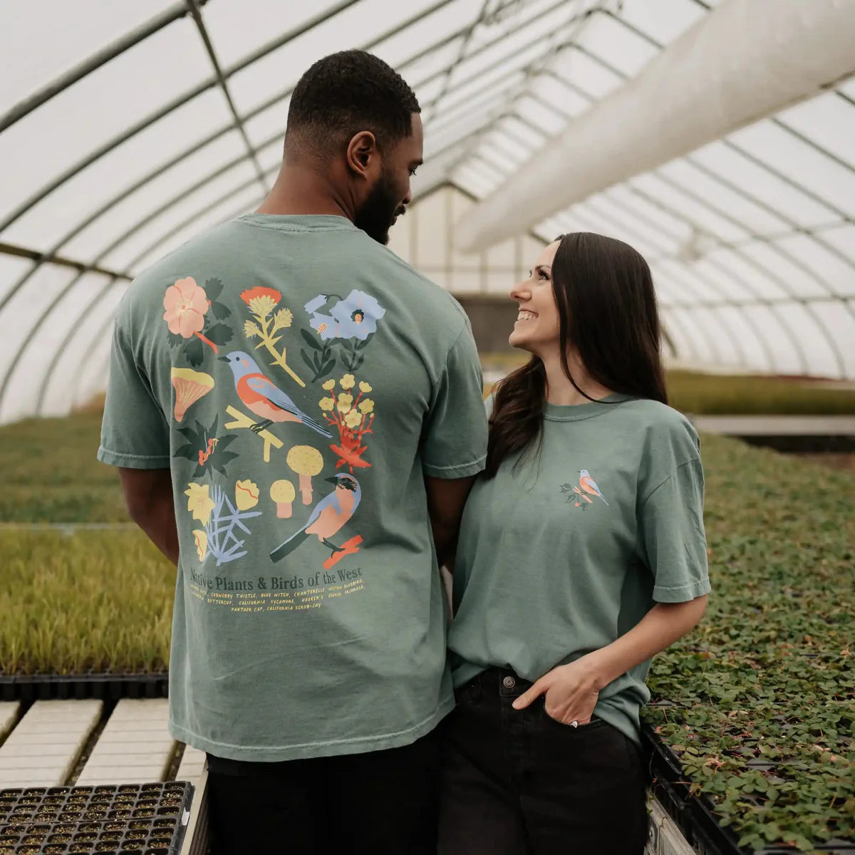 Cotton Graphic T-Shirt - Western Natives Tee - Native Plants Nature Style